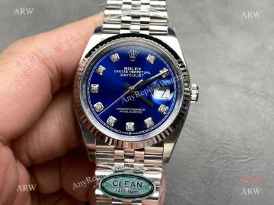 Clean Factory Rolex Datejust 3235 Blue Face Watch 36mm 